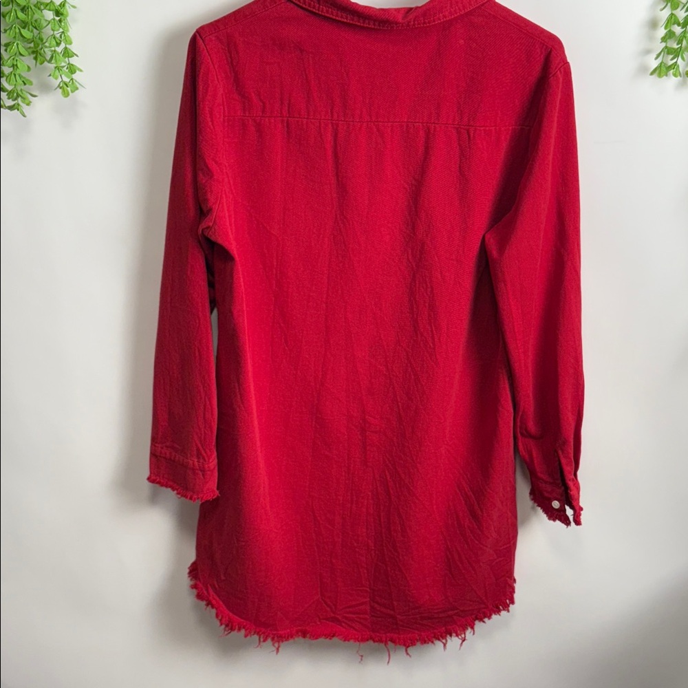 Vibrant Red Button Down Shirt - Picture 13 of 14